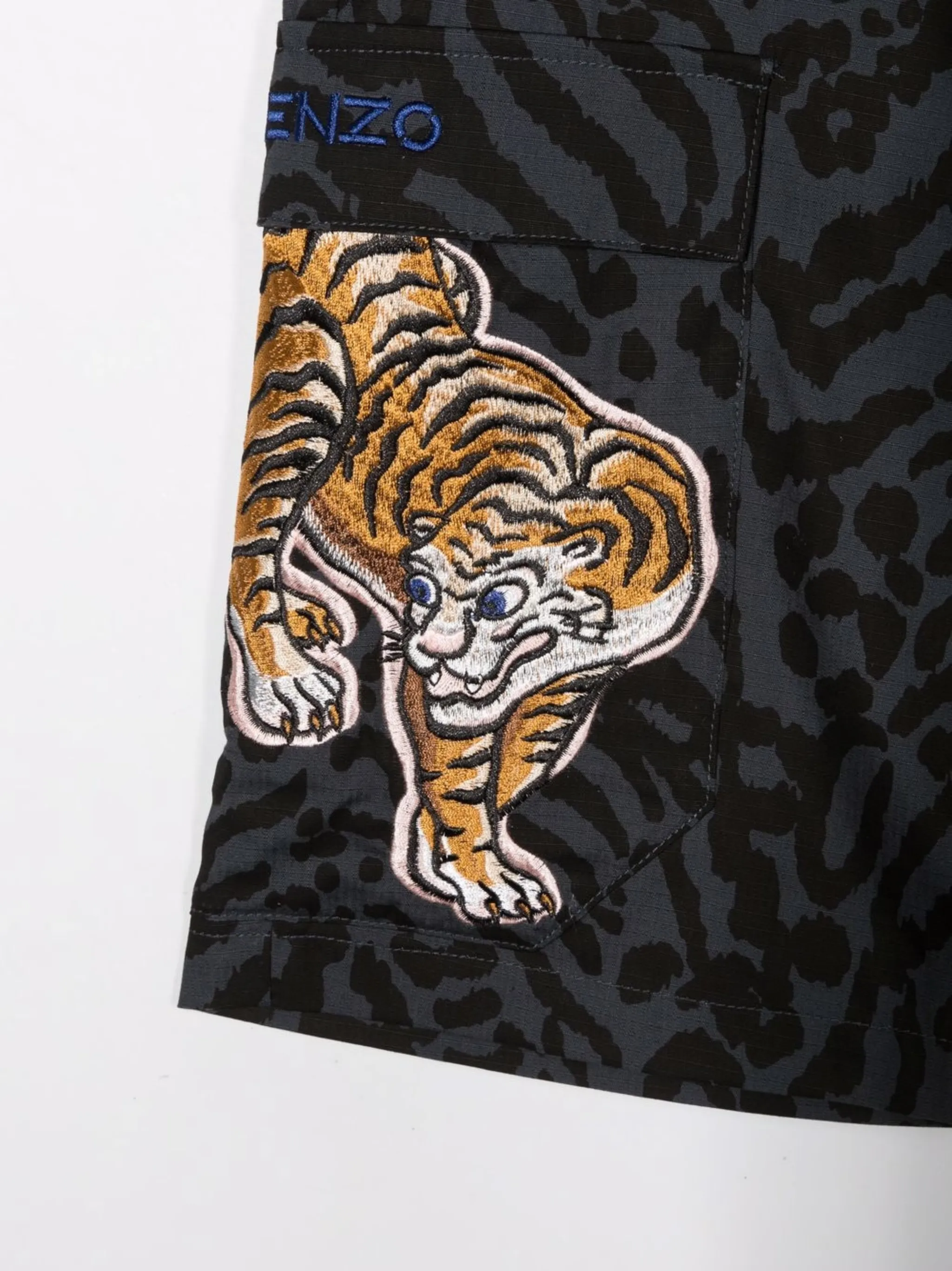 Шорты с тигровым принтом Kenzo Kids, серый — фото 3