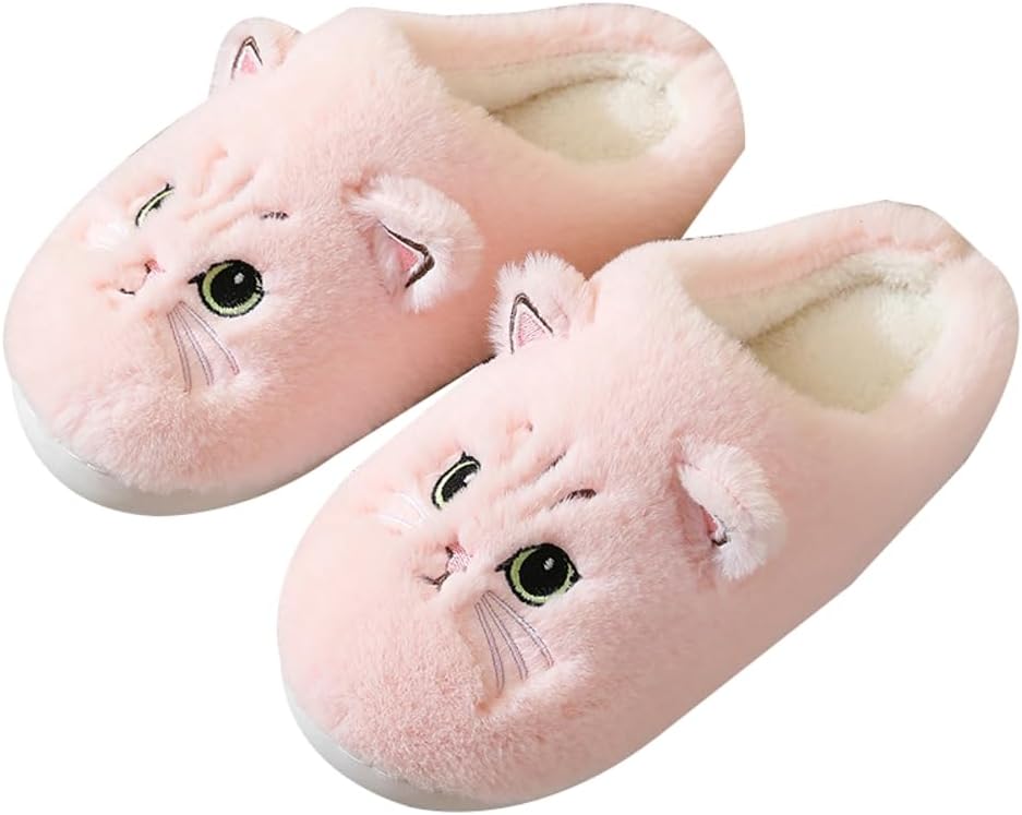 

Мягкие домашние тапочки в виде кошек для женщин и мужчин. Милые плюшевые хлопковые тапочки с изображением кошек. Домашние тапочки для любителей мультяшных кошек Hzxsny, розовый