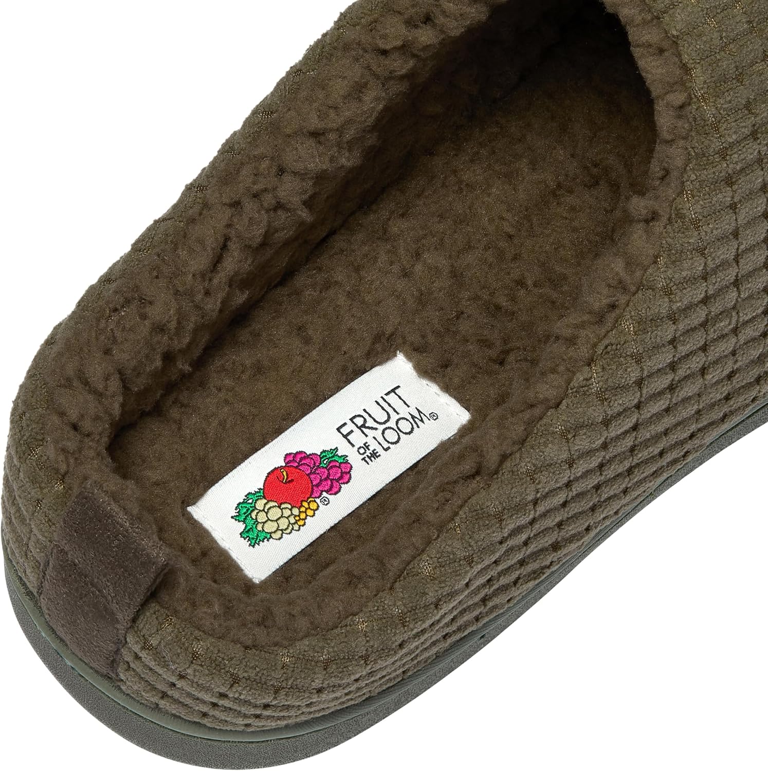 Мужские тапочки Fruit of the Loom Waffle с ворсом и подошвой из пены с эффектом памяти - для дома и улицы, машинная стирка, Olive — фото 4