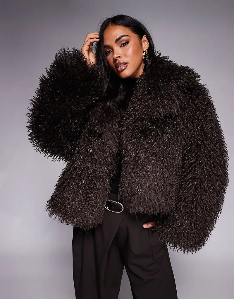 

Укороченная шуба из искусственного меха Azalea Wang Ruperta коричневого цвета