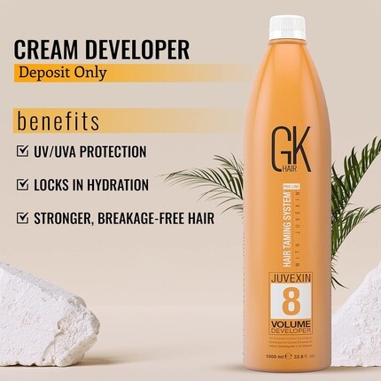 Gk Hair Global Keratin Professional Hair Creme 8 Volume Developer 1000 мл для окрашивания волос Bleach - высокоэффективный длительный полуперманентный цвет волос Toner Dye 1 л — фото 2