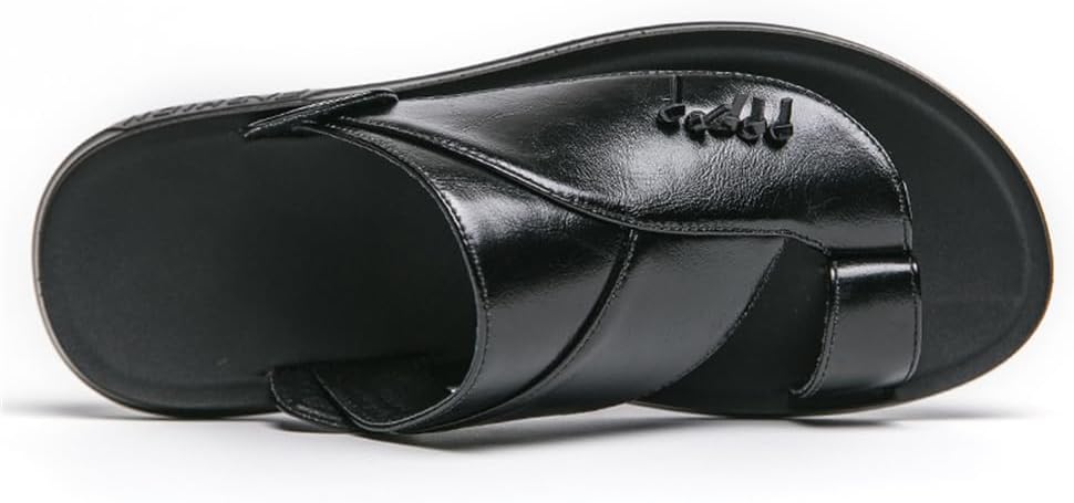 Сандалии для мужчин Abborora Fashion, для дома и улицы, пляжные шлепанцы, повседневные кожаные шлепанцы на танкетке, спортивные сланцы с быстрой сушкой, черный — фото 3