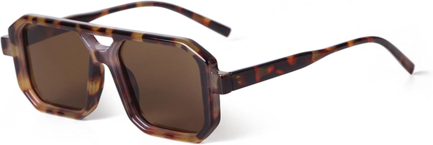 

Винтажные квадратные солнцезащитные очки с двойной перемычкой для женщин и мужчин, черно-желтые, с линзами цвета "конфетный", защита от УФ-излучения UV400, ретро-очки для активного отдыха WNCKSQ, C1