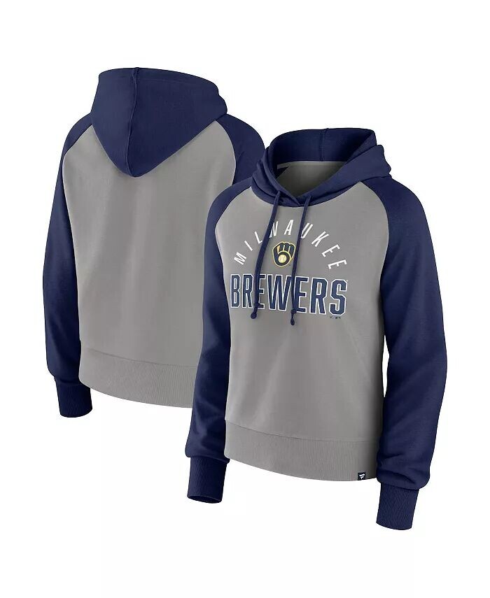 

Женский темно-синий серый пуловер с капюшоном Milwaukee Brewers Pop Fly Fanatics