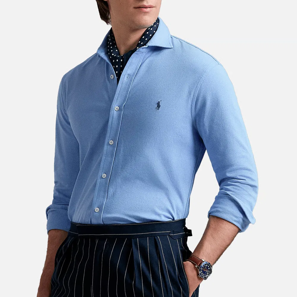 Рубашка с вышивкой Polo Pony Polo Ralph Lauren синяя — фото 4