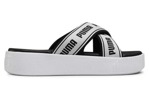 Тапочки platform slide tape slippers for black/white Puma, черный — фото 2