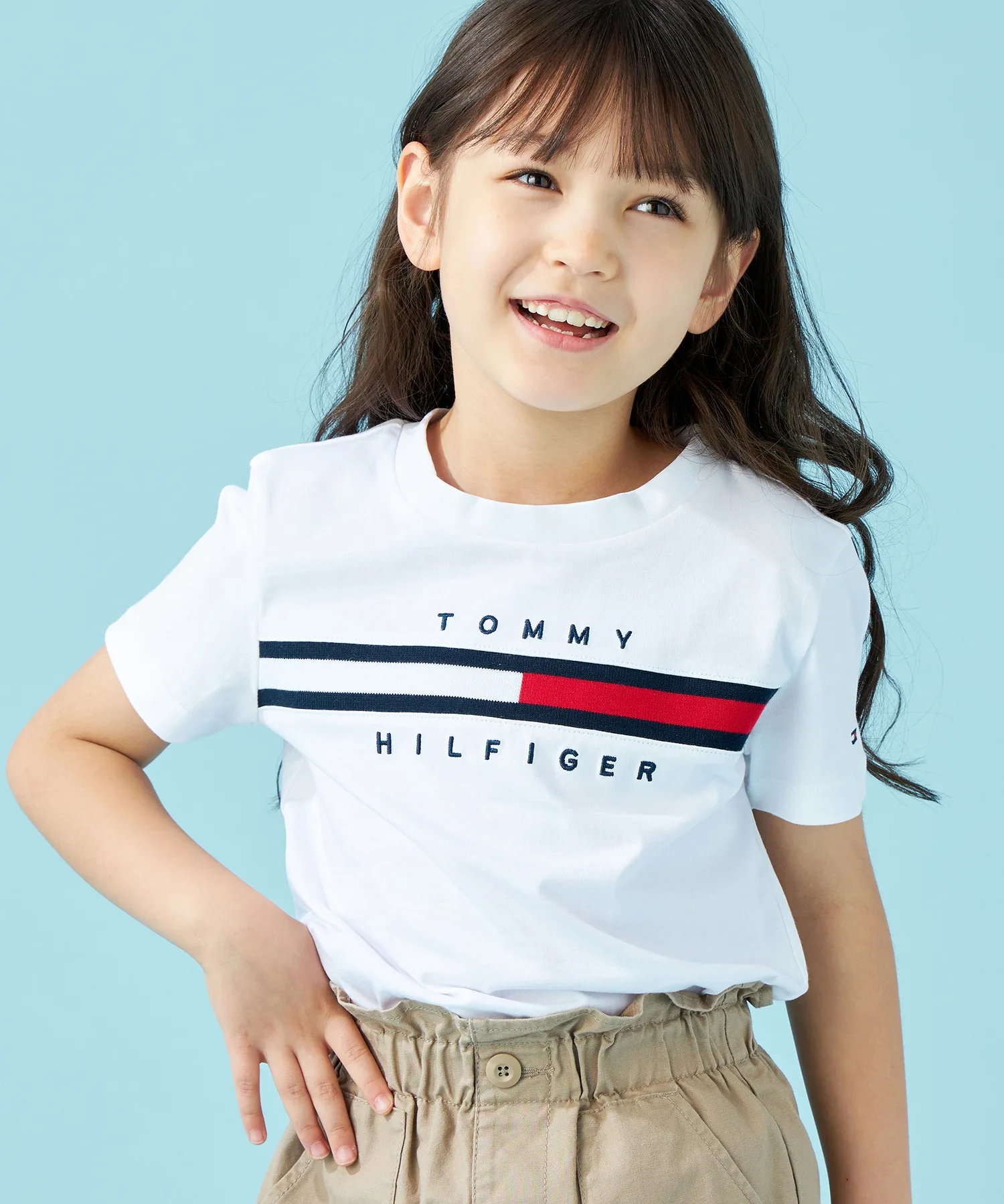 Детская футболка Tommy Hilfiger с флагом, хлопковая, розовая — фото 4