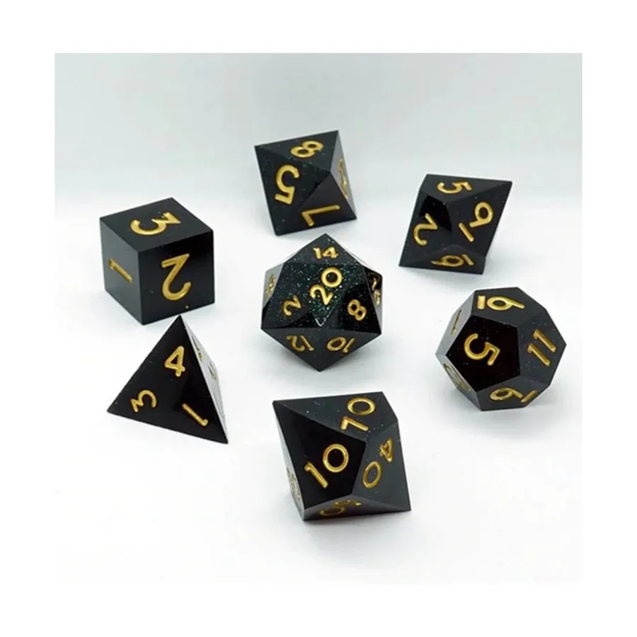 

Поли комплект черного дерева (7), Sharp Resin Dice