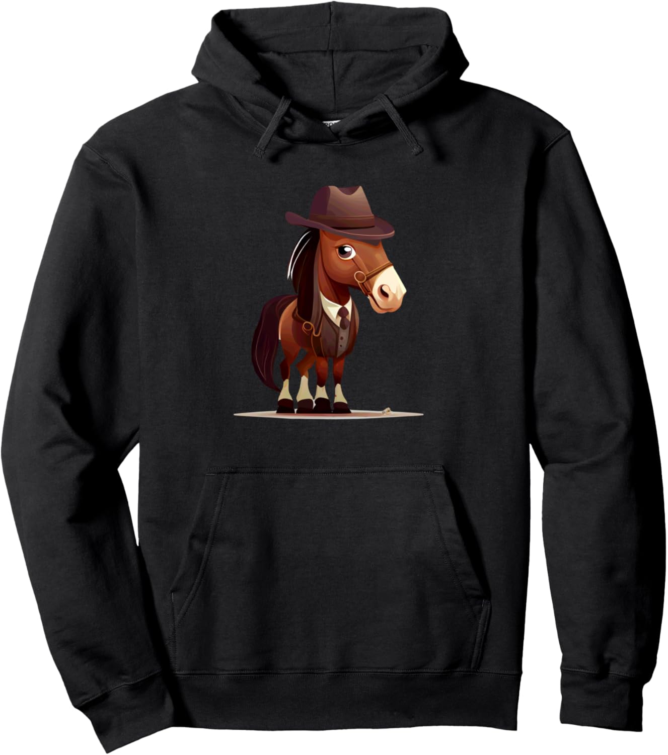 

Худи с изображением элегантной лошади в шляпе и костюме Charming Cowboy Horse Enthusiasts Illustration, черный