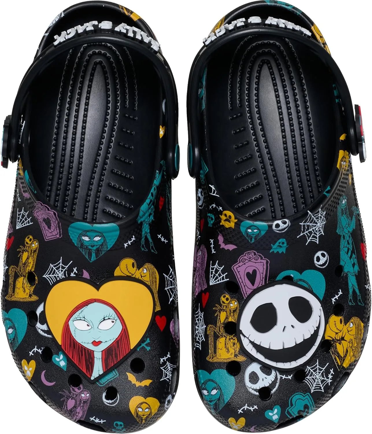 Crocs унисекс для взрослых, классические сабо с Джеком Скеллингтоном. Мультфильм «Космар перед Рождеством», черный — фото 4