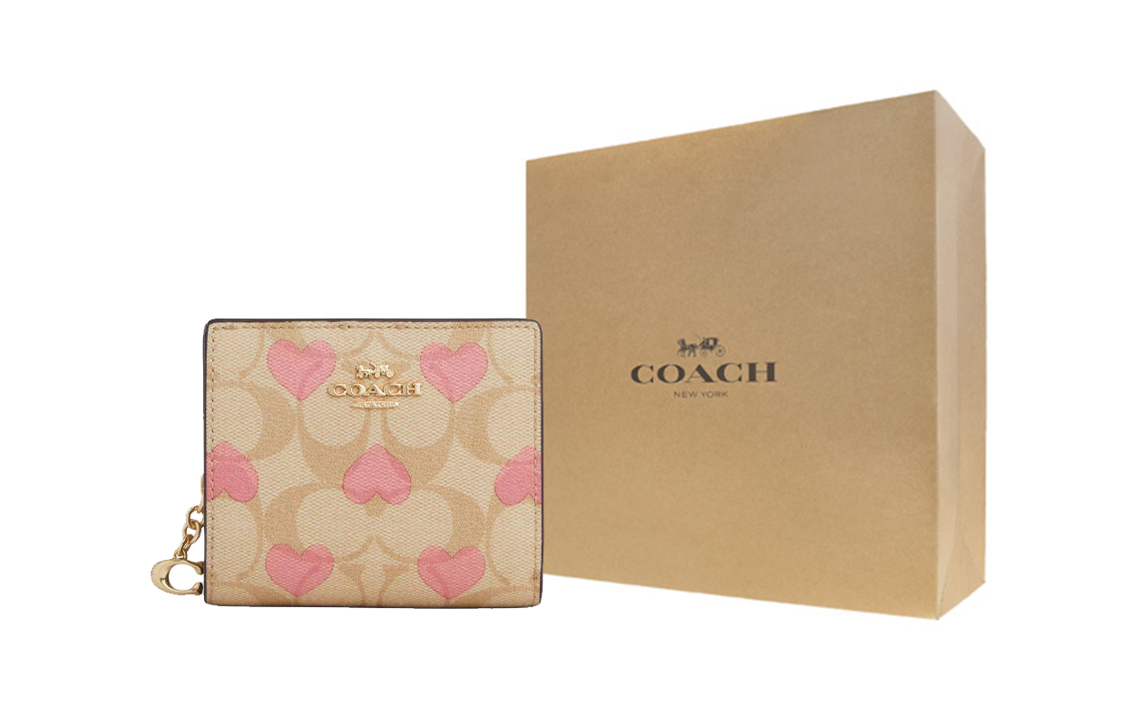 

Snap Wallet Iconic Coated Canvas With Smooth Leather Wallet для женщин COACH, gift box set (basic set+желтый box)