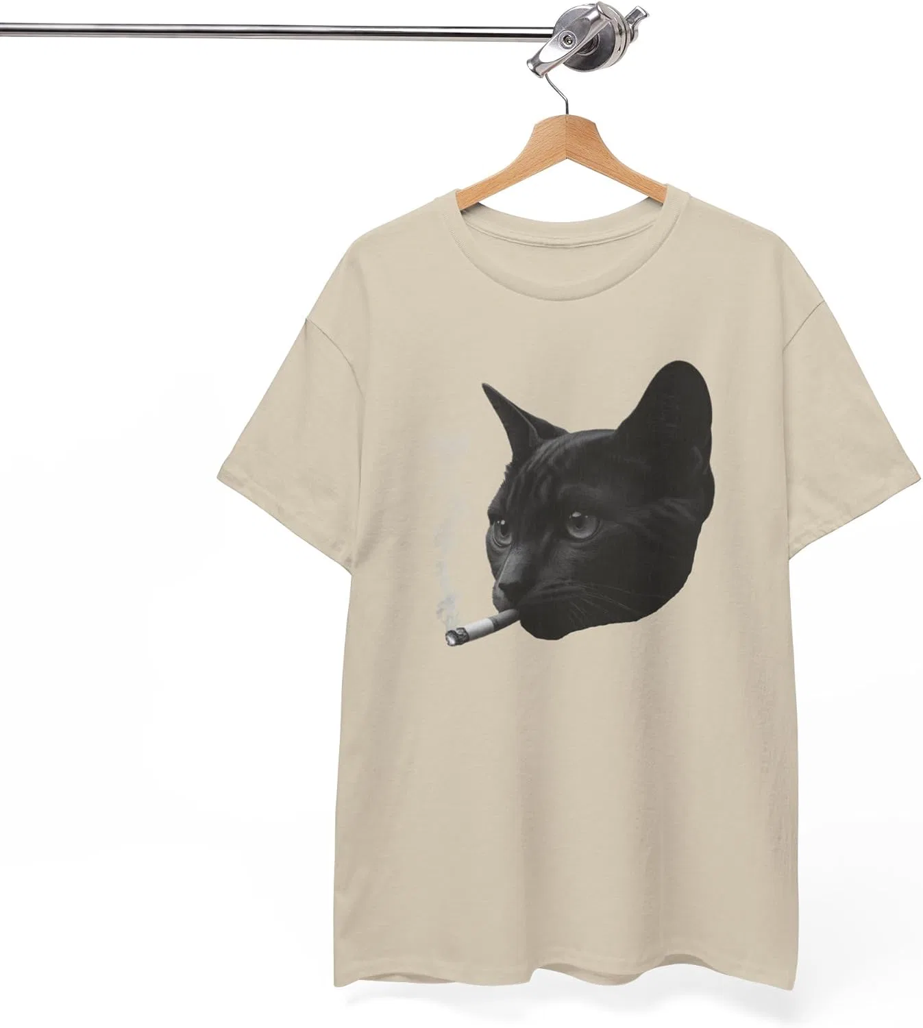 Футболка Smoking Cat Y2K, винтажная футболка 90-х с мемом, ироничная одежда в стиле интернет-культуры GENERIC, Sand — фото 2