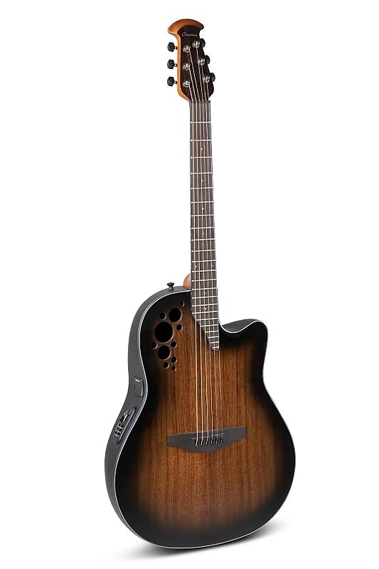 

Акустическая гитара Ovation CE44P-ABLKW Exotic Celebrity Elite Plus Selected Australian Blackwood Top Mid-Depth Lyrachord Body Nato Neck 6-String Acoustic-Electric Guitar w/ABS Case