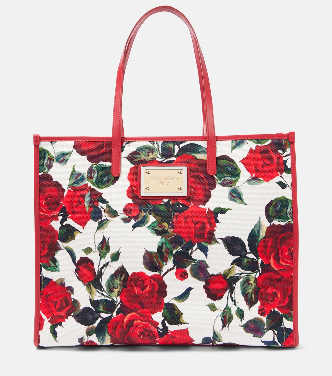 

Большая сумка-шопер из холста с кожаными деталями Dolce&Gabbana, Rosa Rossa F.Bco