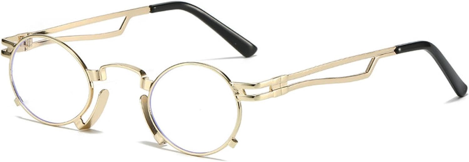 

Ретро-солнцезащитные очки маленького овального размера для женщин, модные, с уникальной металлической оправой, защита от УФ-излучения UV400, панк-очки для мужчин TVTBBVV, Golden Clear