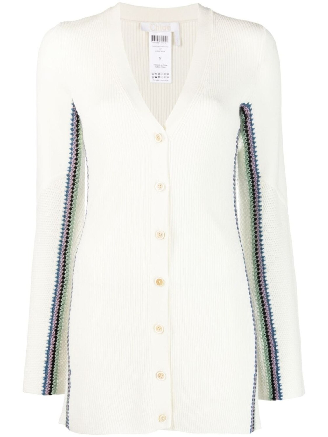 

Chloé шерстяной кардиган с контрастной полоской, белый