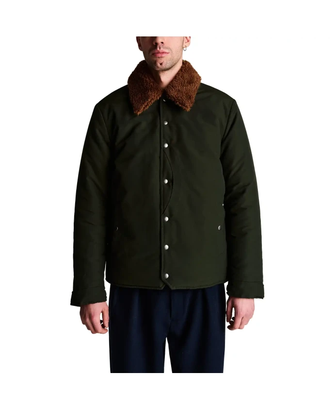 

Зеленая стеганая куртка с вельветовым воротником Pop Trading Company, зеленый