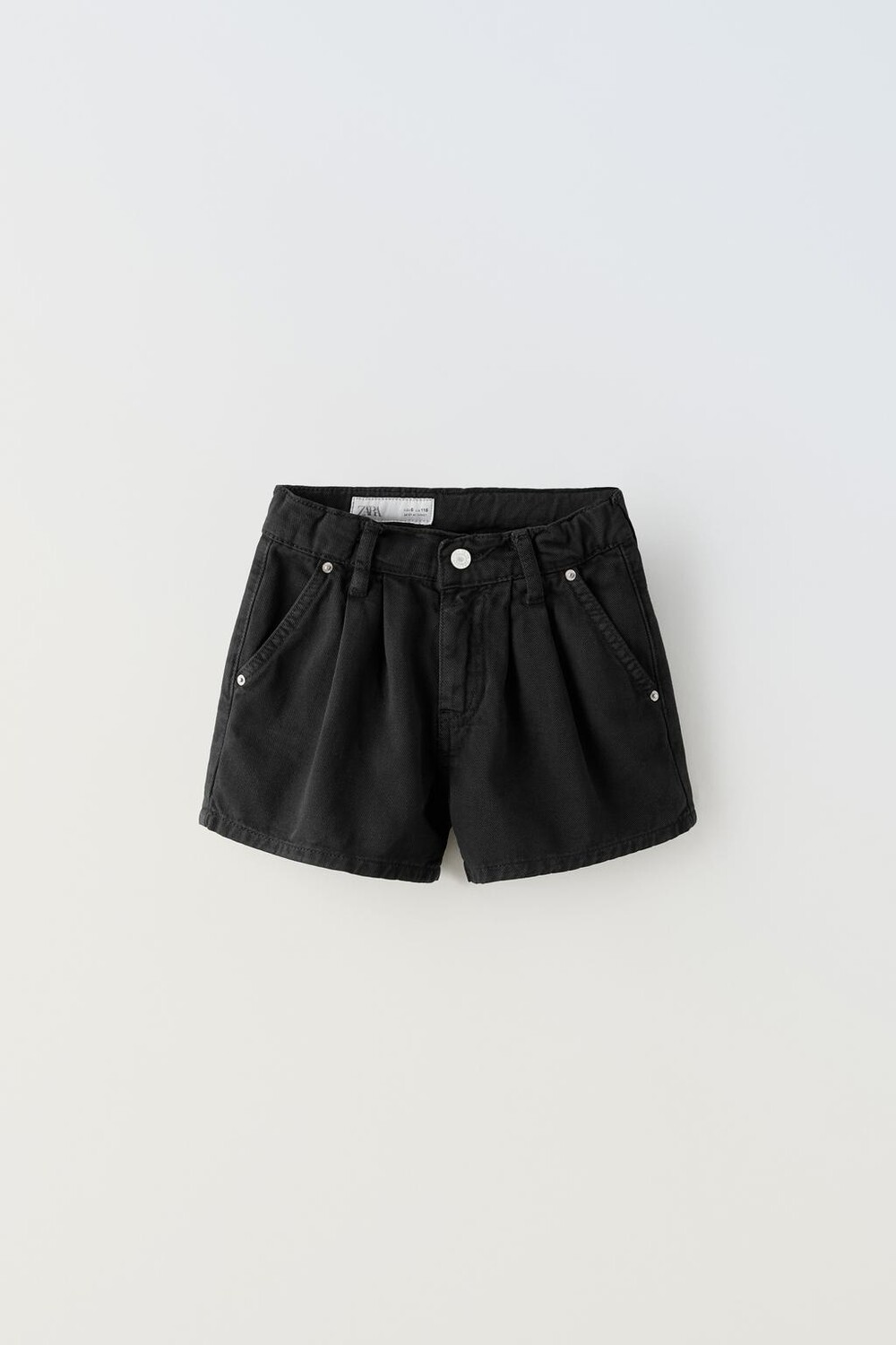 

Шорты-бермуды из денима с вытяжками ZARA, черный