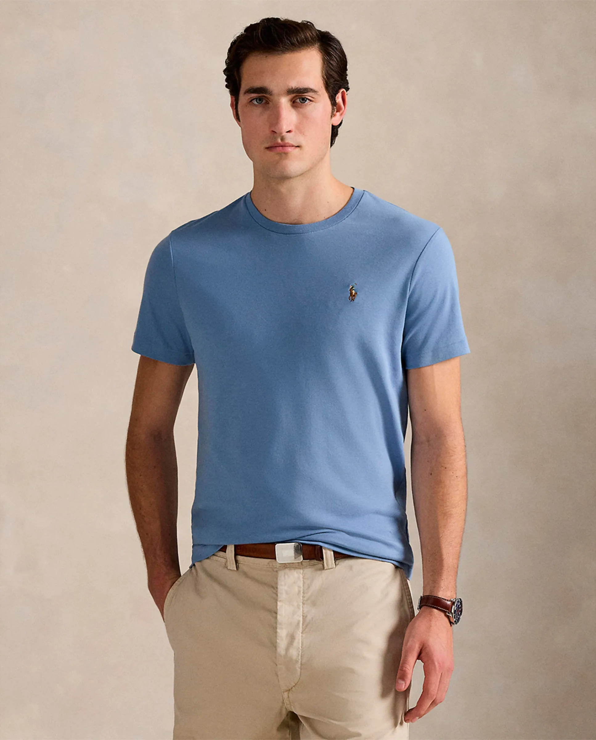 

Мужская футболка Custom Slim Fit Polo Ralph Lauren, голубой