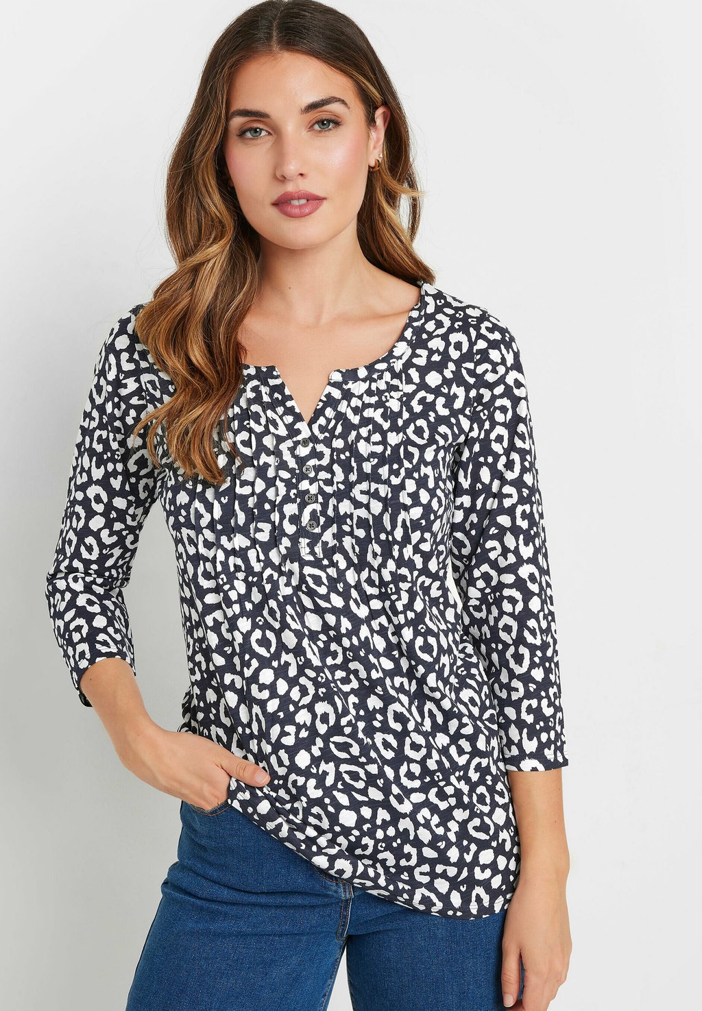 

Топ с длинными рукавами LEOPARD HENLEY Long Tall Sally, темно-синий