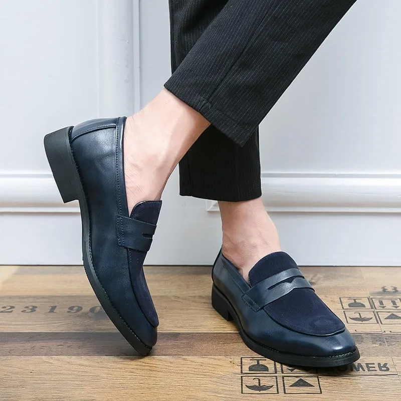Лоферы кожаные замшевые мужские Loafers Blue PUGHGAETZF — фото 4