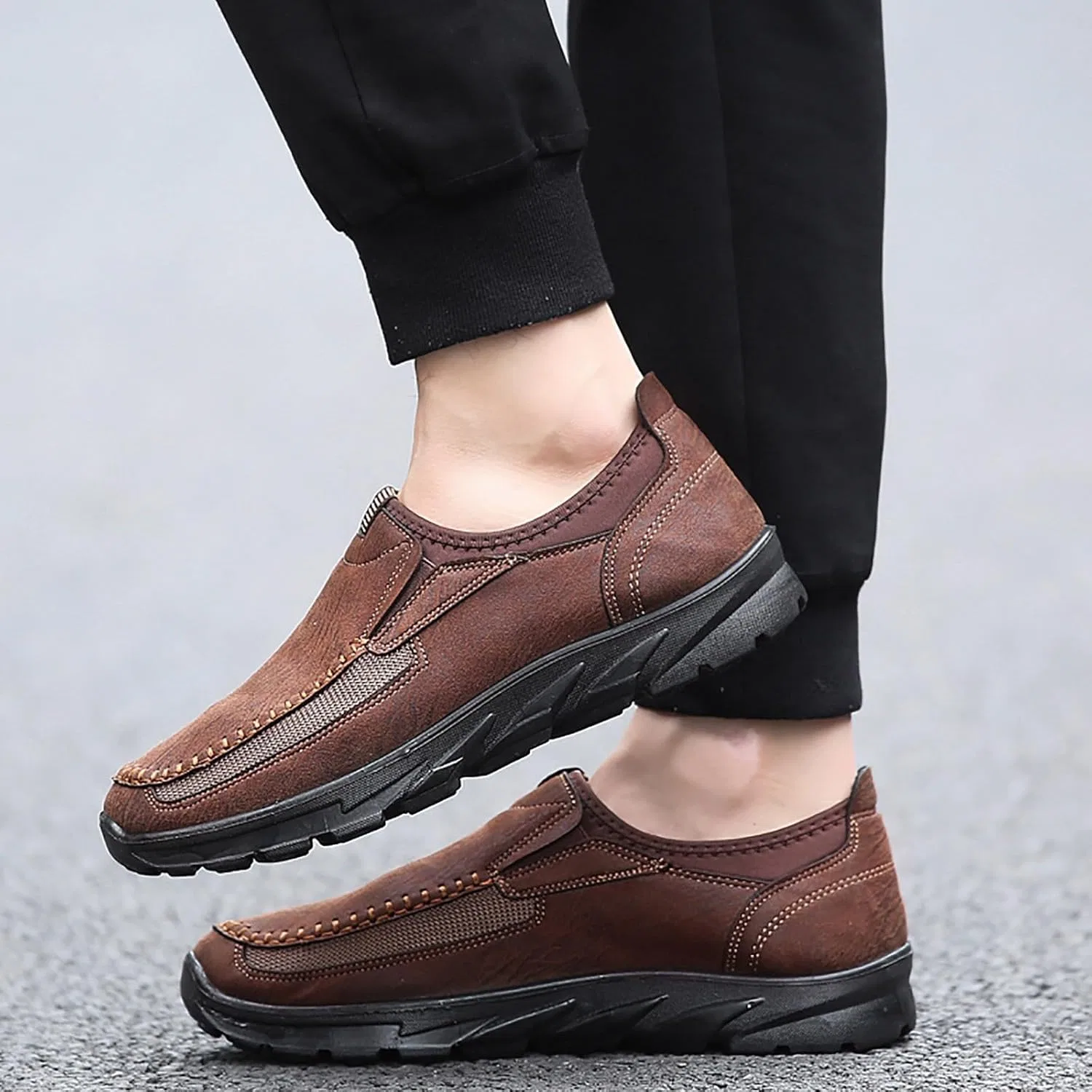 Leichte Sportschuhe, Freizeitschuhe für Herren, Sportschuhe aus Leder, Trendiges für einen aktiven Lebensstil, Кроссовки Generic, Braun — фото 3