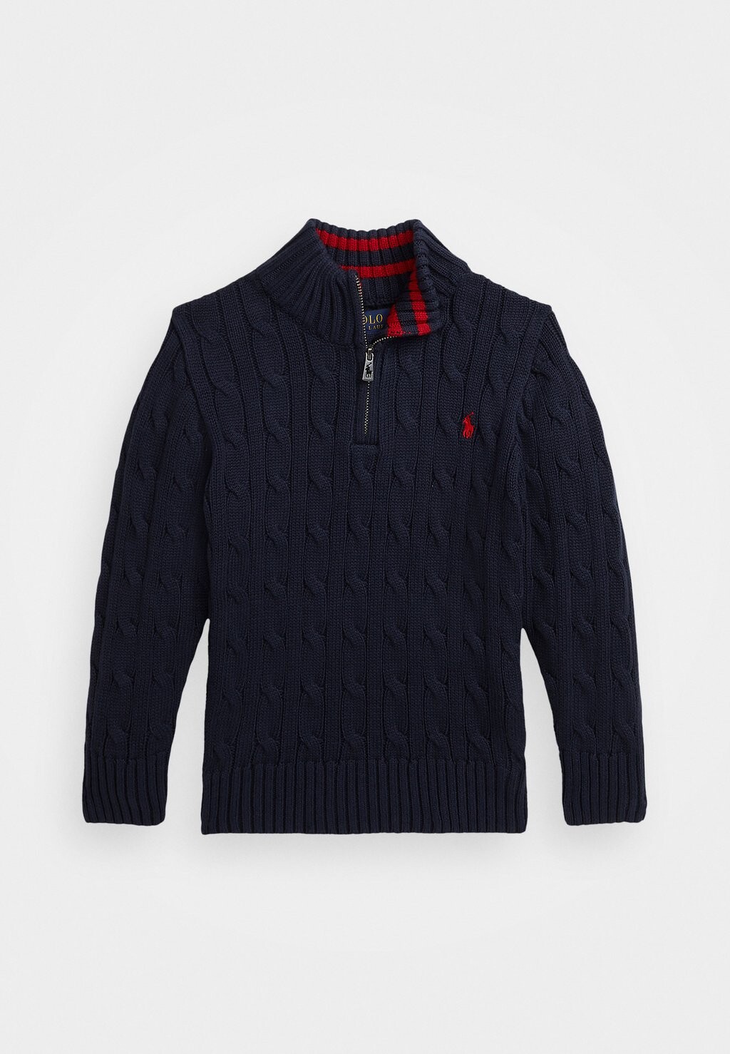 Вязаный свитер CABLE-KNIT COTTON QUARTER-ZIP JUMPER Ralph Lauren, темно-синий — фото 2