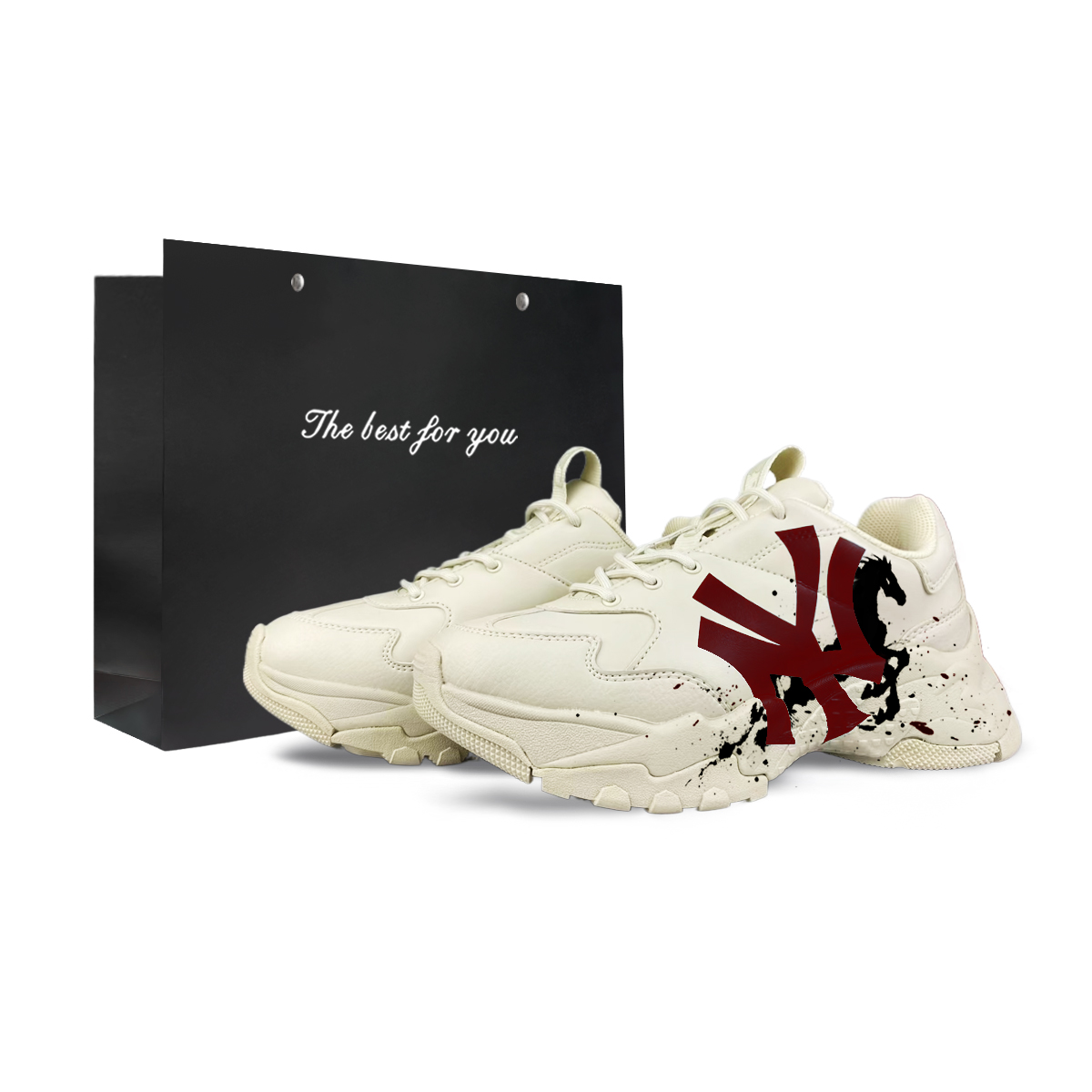 

MLB Кроссовки Unisex Beige с массивной подошвой Big Ball Chunky Cushioning, износостойкие, низкие