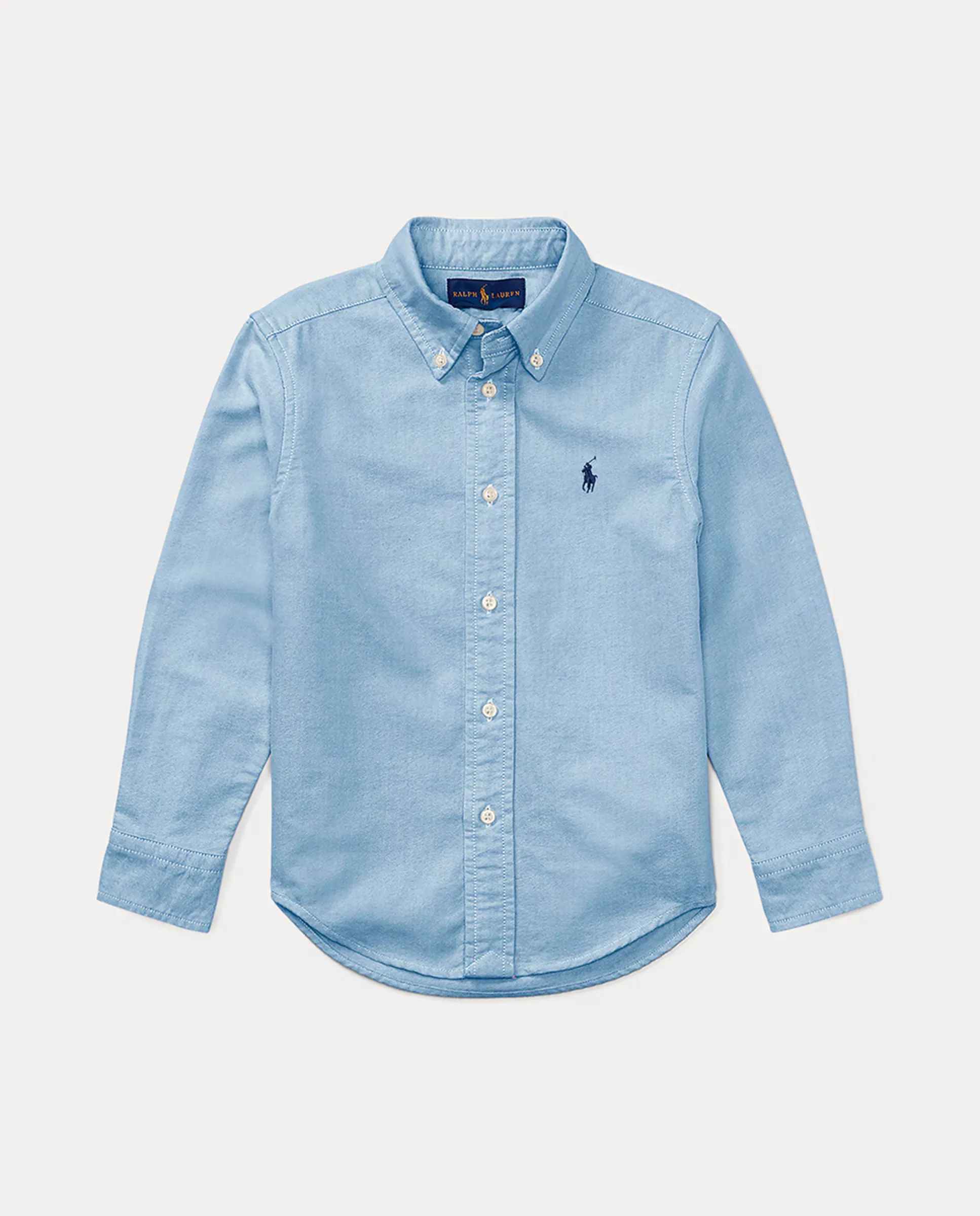 

Детская рубашка Basic pinpoint oxford из хлопка Polo Ralph Lauren, светло-голубой