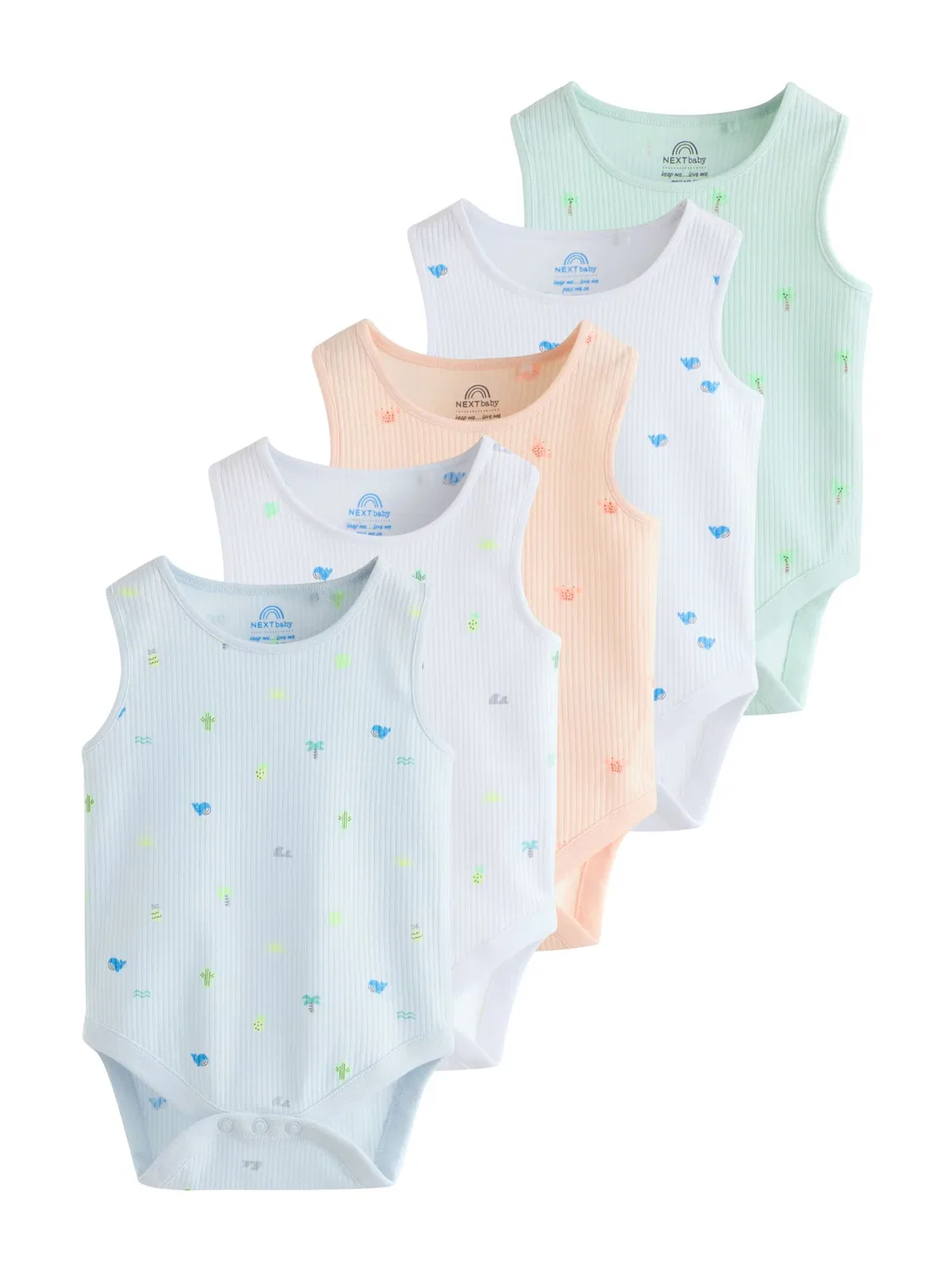 Комбинезон/Боди Next, Light Blue/Light Green/Peach/White