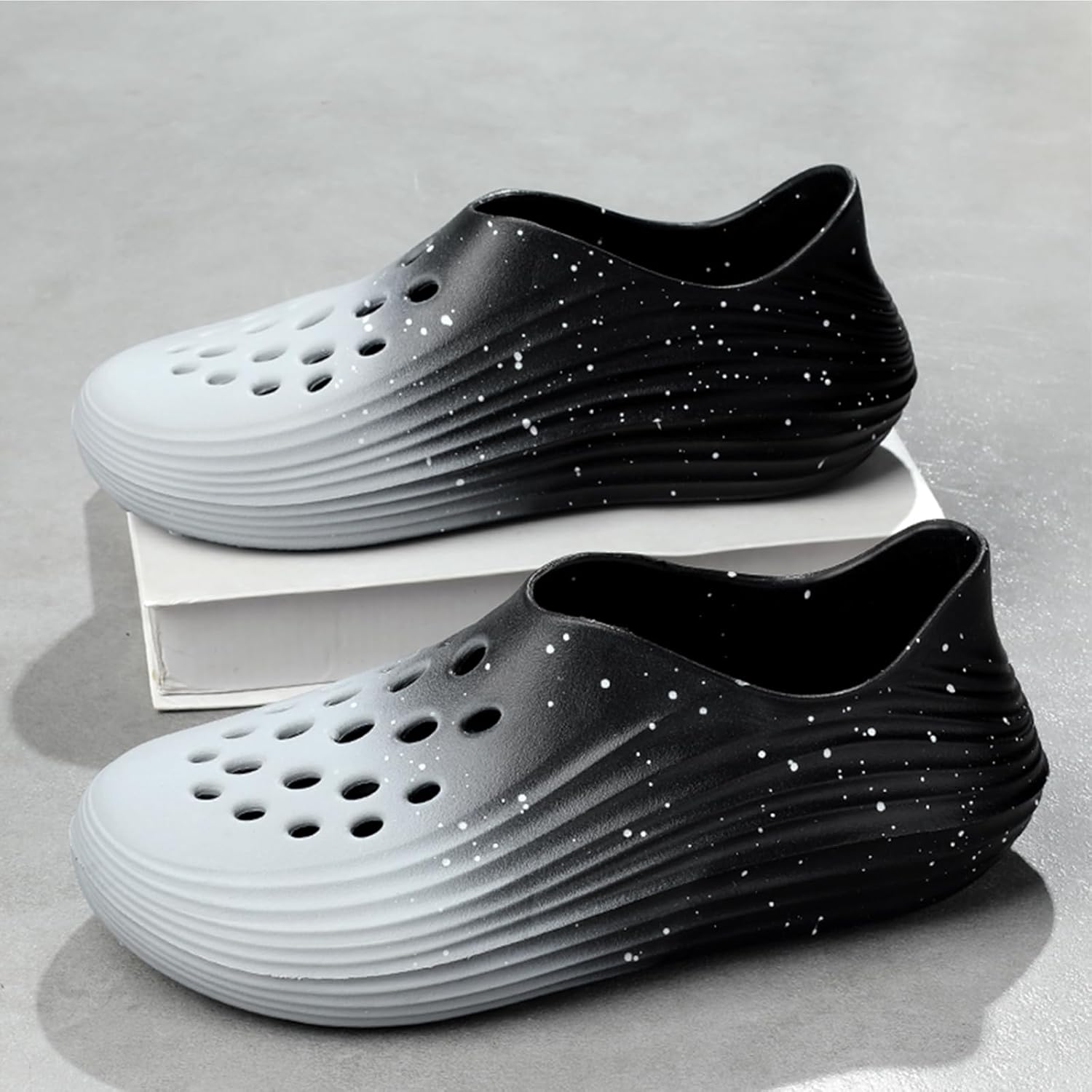 Мужские слипоны из пены с вырезами, стиль Foam Runner, легкие, прочные, из материала EVA, дышащие, мягкие пляжные сандалии с вентиляцией для мужчин Inkuil, черный/серый — фото 3
