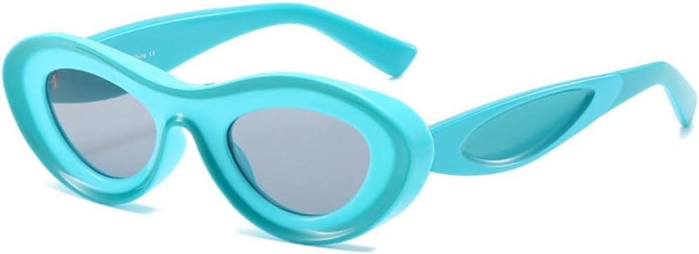 

Модные персонализированные овальные солнцезащитные очки с цветовыми блоками для женщин, для активного отдыха на природе, с защитой от УФ-излучения UV400, для мужчин и для пляжа TYUVIVO, Blue Gray