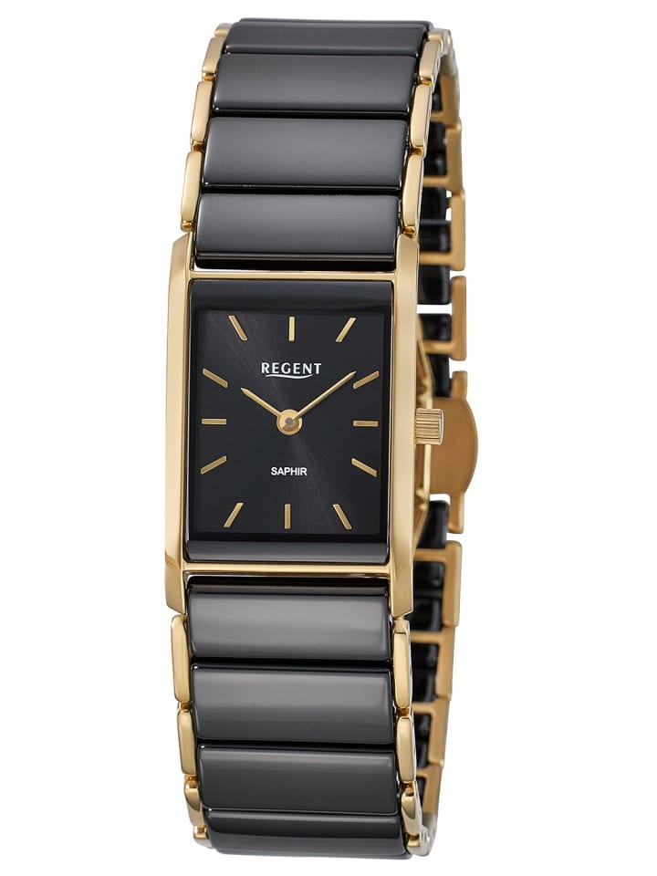 

Regent Женские часы, нержавеющая сталь, позолота/черная керамика