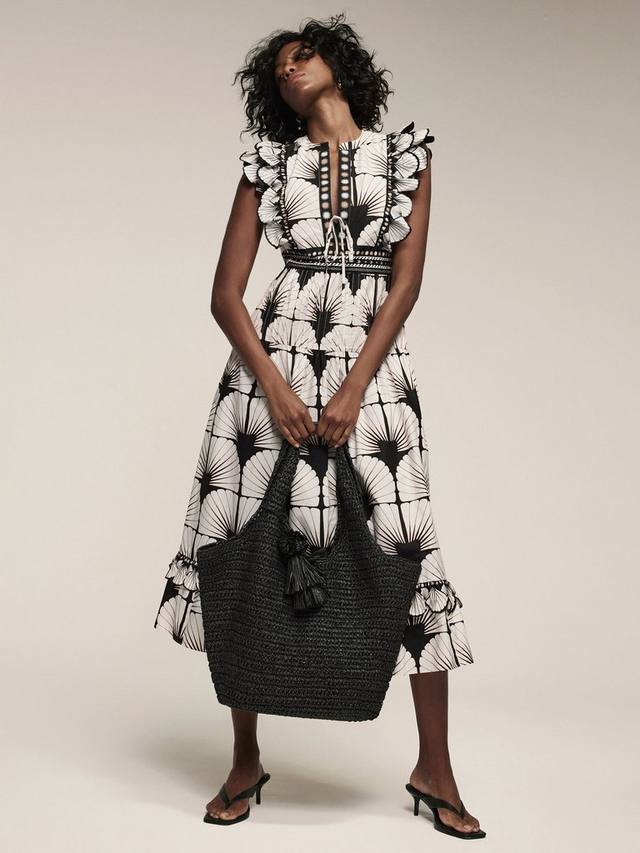 

Платье миди с принтом "ракушка" Mint Velvet, Black