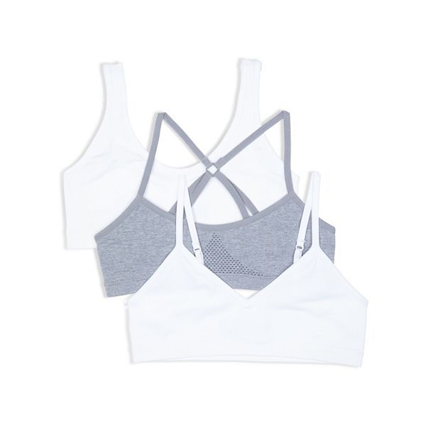 

Девчачий набор из 3 бесшовных бюстгальтеров 7-16 Hanes, White Gray