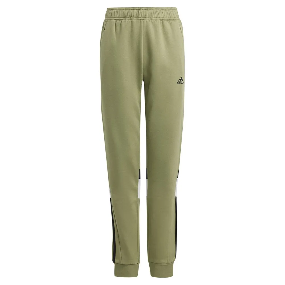 Джоггеры adidas Tiberio 3 Stripes Colorblock Fleece, зеленый — фото 3