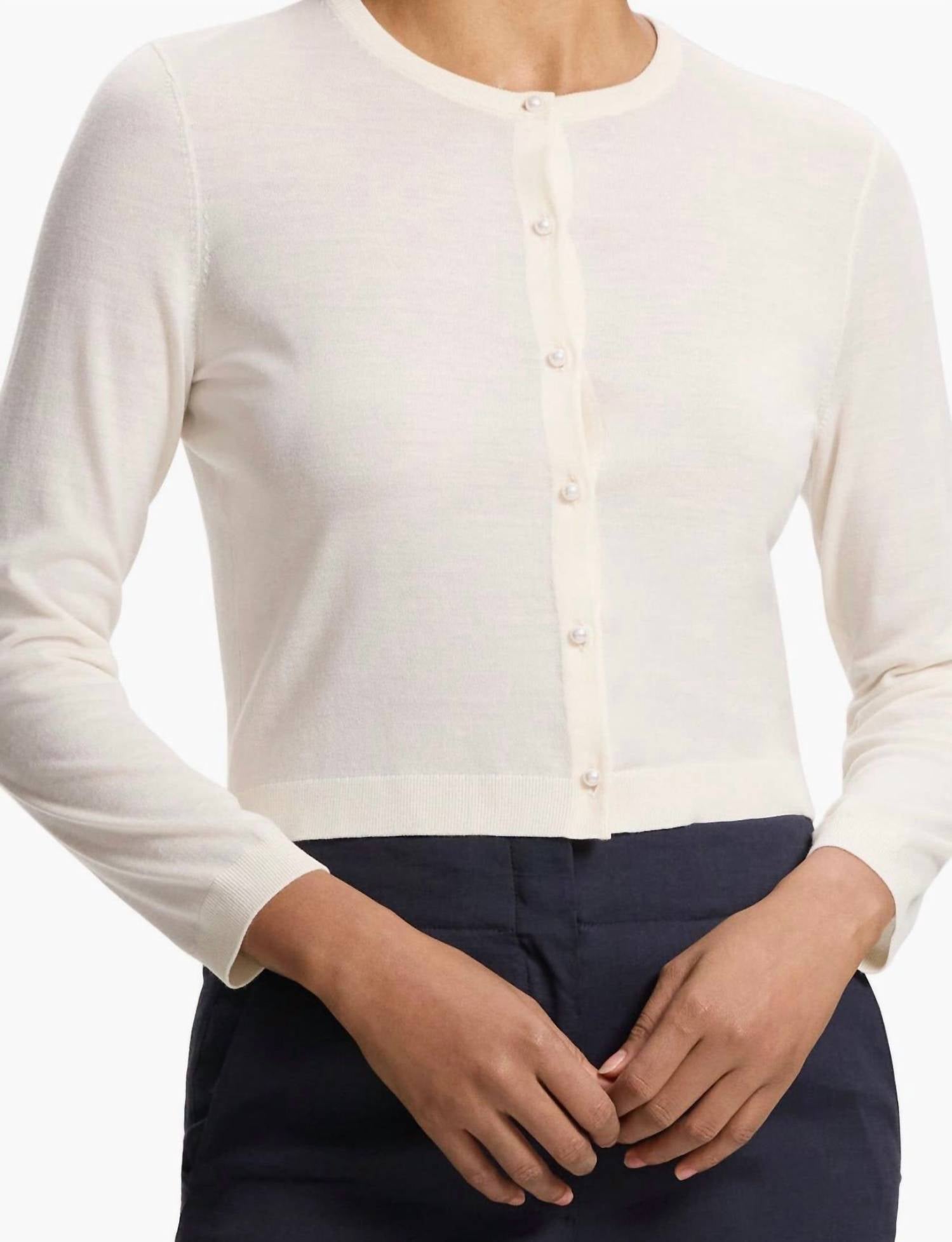 

Theory Укороченный кардиган из мериносовой шерсти, цвет «новый слоновая кость»