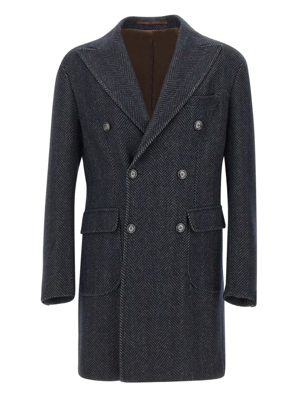 

Пальто с заостренными лацканами и узором в елочку Barba, синий