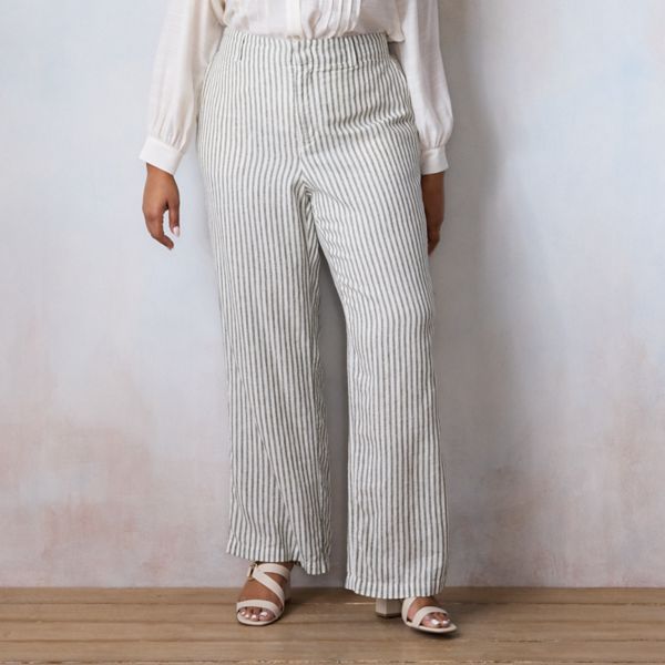 

Эластичные брюки с драпировкой на спине больших размеров Lc Lauren Conrad, цвет olive monaco stripe