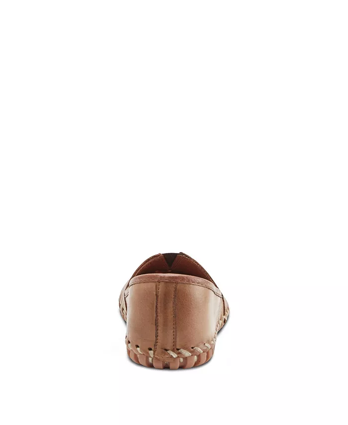 Туфли Kathaleta Leather Slip-On Comfort Flats с V-образной эластичной выемкой, поддержкой свода стопы и съемной стелькой Spring Step, коричневый — фото 4