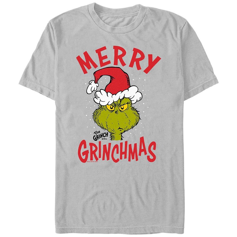 

Футболка Big & Tall Dr. Seuss The Grinch с рождественским рисунком Licensed Character, цвет Silver