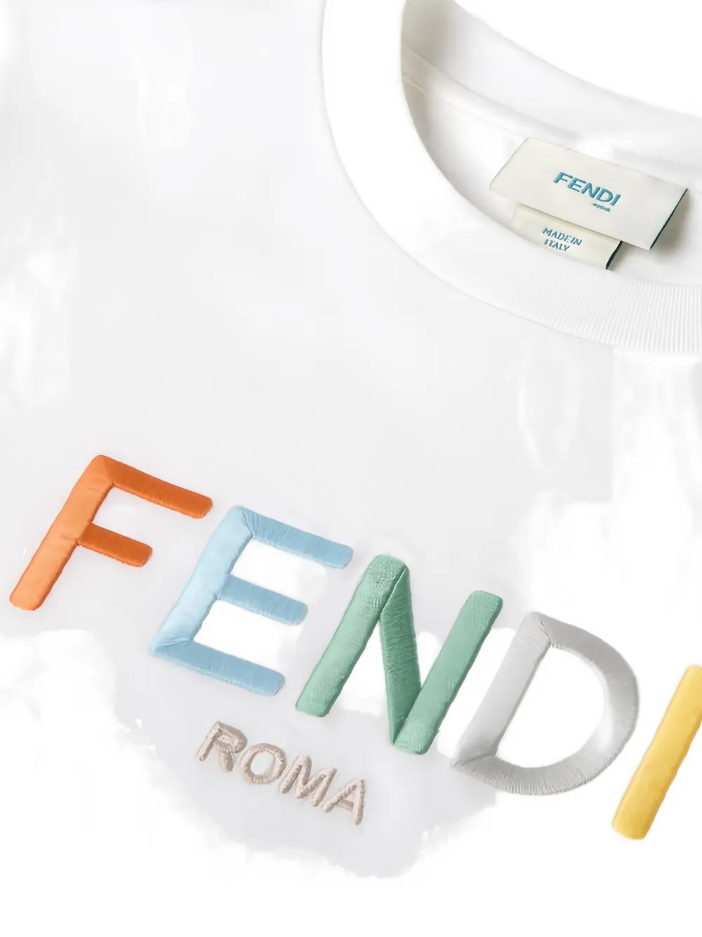 Футболка с вышитым логотипом Fendi Kids, белый — фото 2