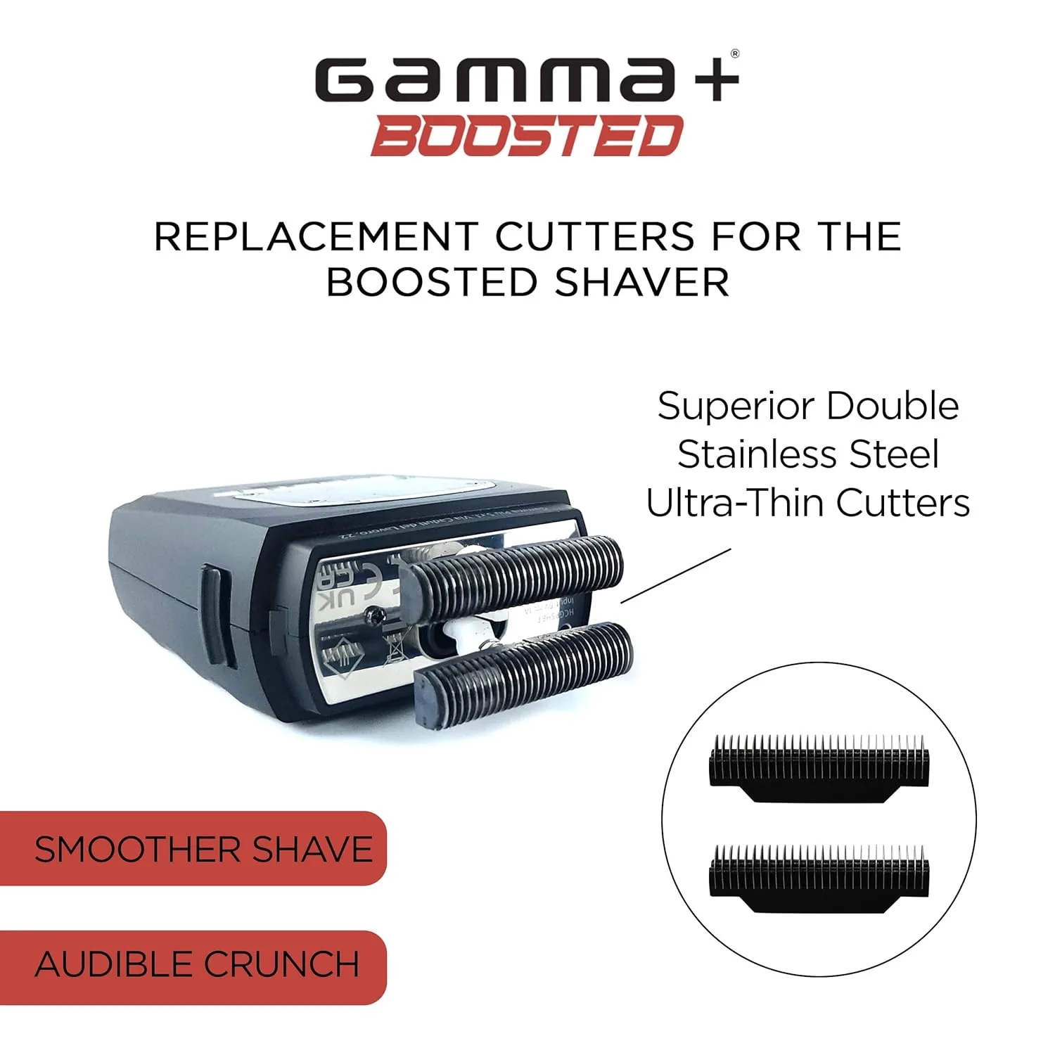 Сменный набор из 2 режущих лезвий из нержавеющей стали GAMMA+, совместимый с бритвой Gamma+ Boosted. — фото 2