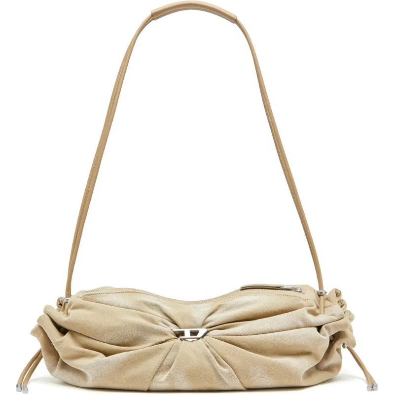 

DIESEL Хлопковая сумка через плечо большая женская светло-бежевая