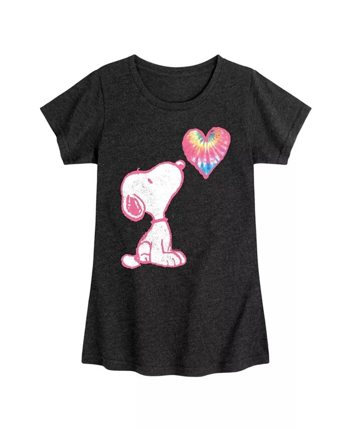 

Футболка с короткими рукавами Big Girls Snoopy Tie Dye Heart Graphic Peanuts, черный