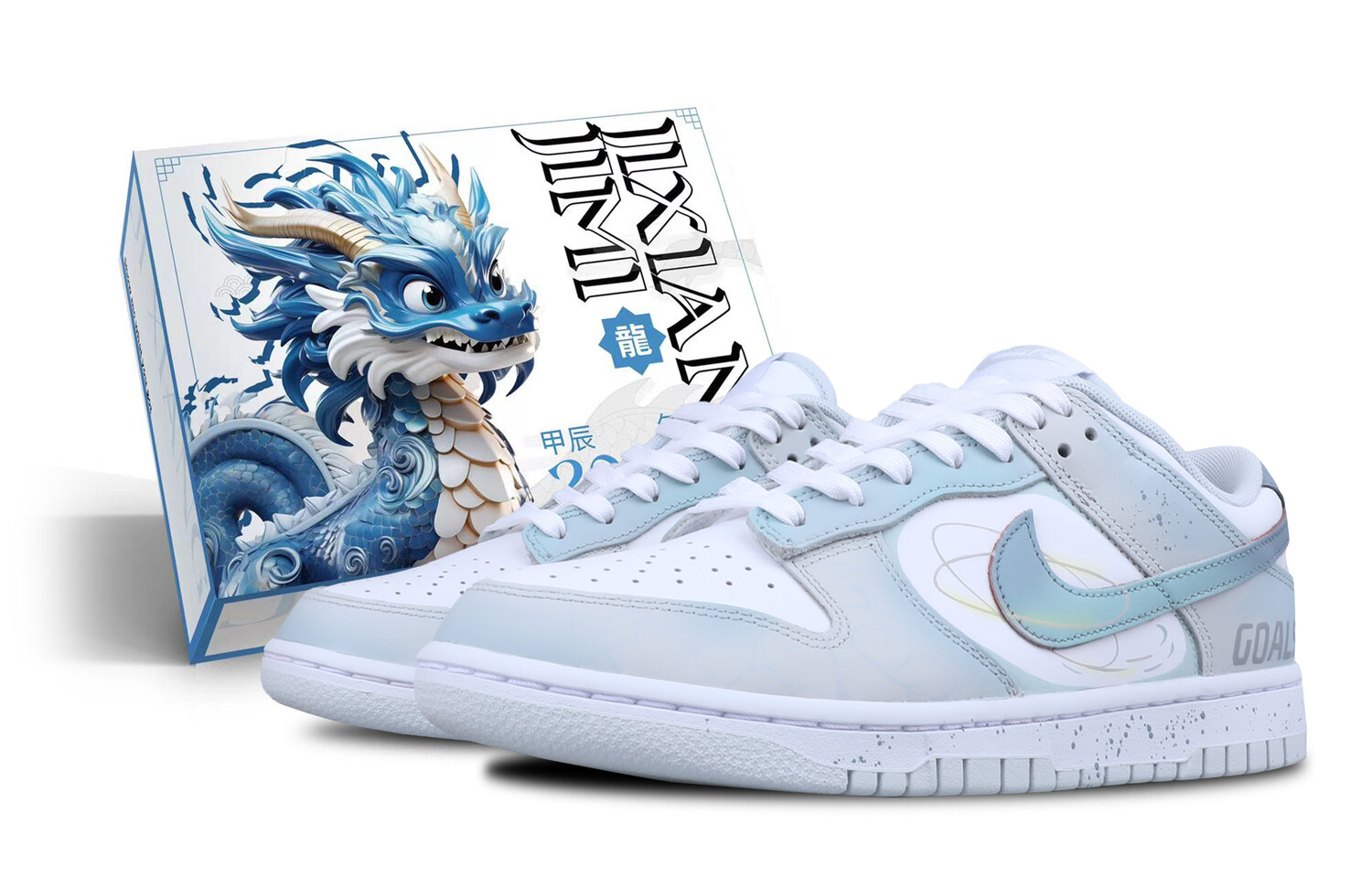 

Кроссовки Nike Dunk Skateboarding Shoes Unisex Low-top Blue/white, светло-серый