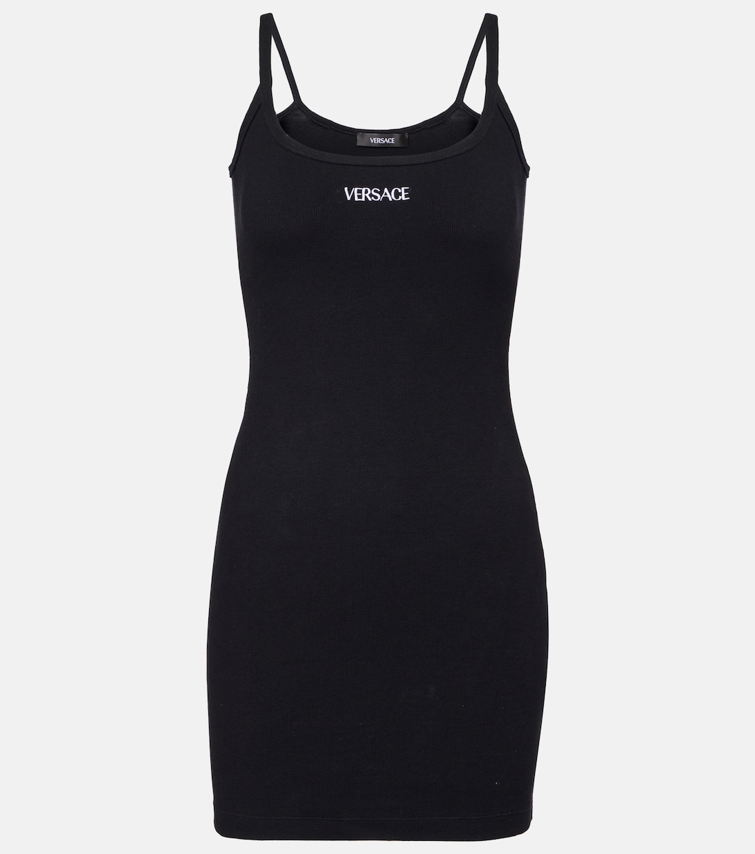 

Мини-платье из хлопковой смеси с логотипом Versace, черный