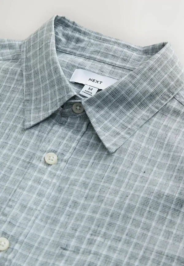 Рубашка Next Regular Fit Micro Check Long Sleeve, серая — фото 2