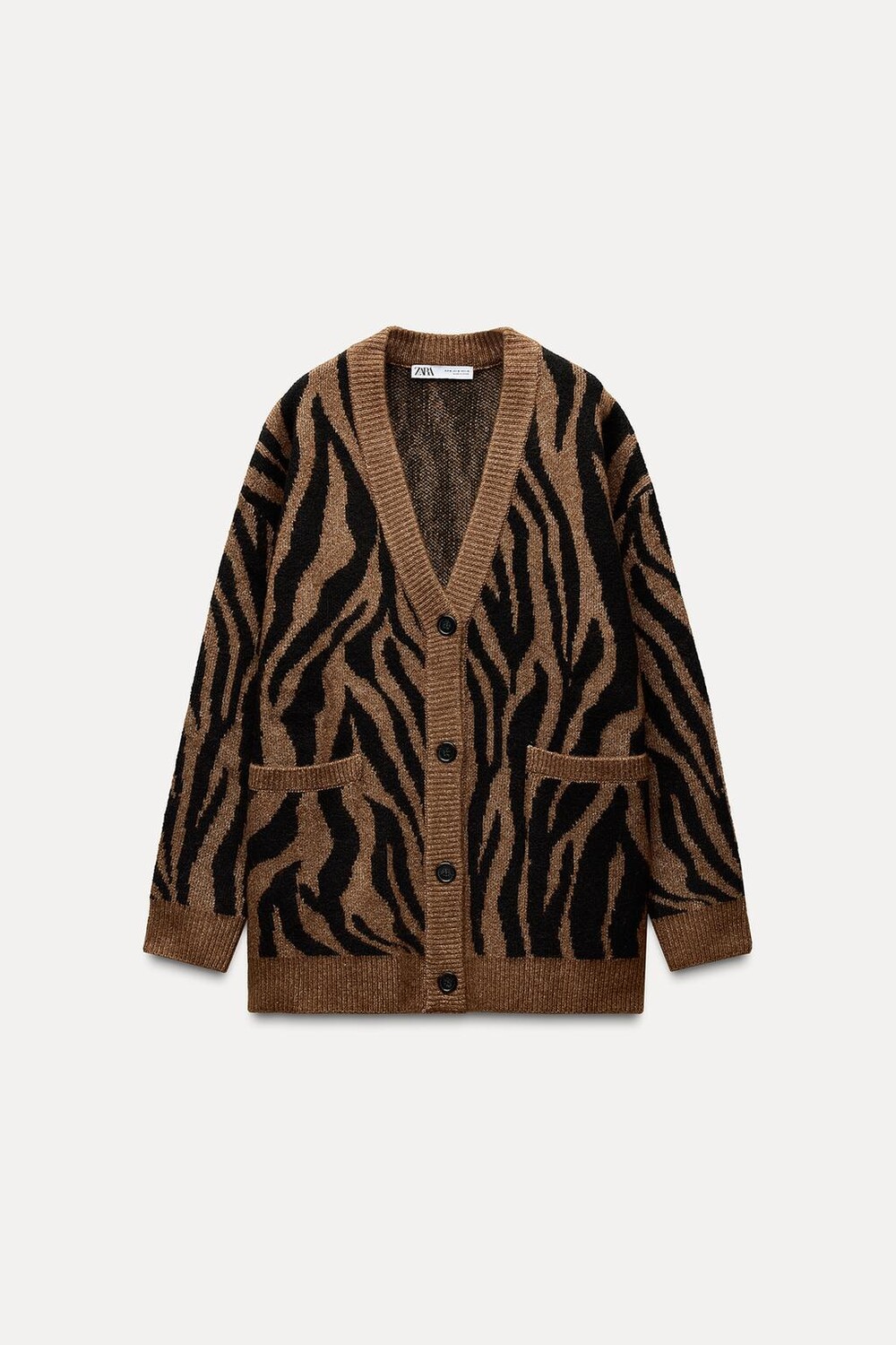 

Жаккардовая куртка с животным рисунком ZARA, цвет tiger