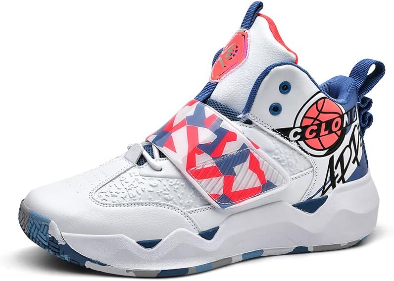 

Баскетбольные кроссовки для мальчика, легкие модные кеды Jevaloo, белый/синий